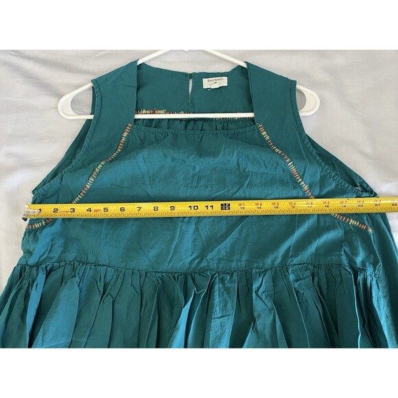 World Market Tiered Teal Sleeveless Women’s Top Embroidered Peplum Boho Sz S/M - Picture 7 of 8